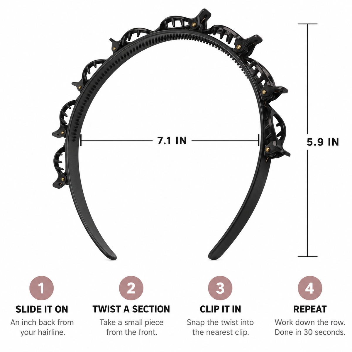 YOBI Braidless™ - Twist Headband with 8 Built-In Clips