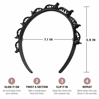 YOBI Braidless™ - Twist Headband with 8 Built-In Clips