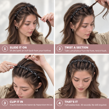 YOBI Braidless™ - Twist Headband with 8 Built-In Clips